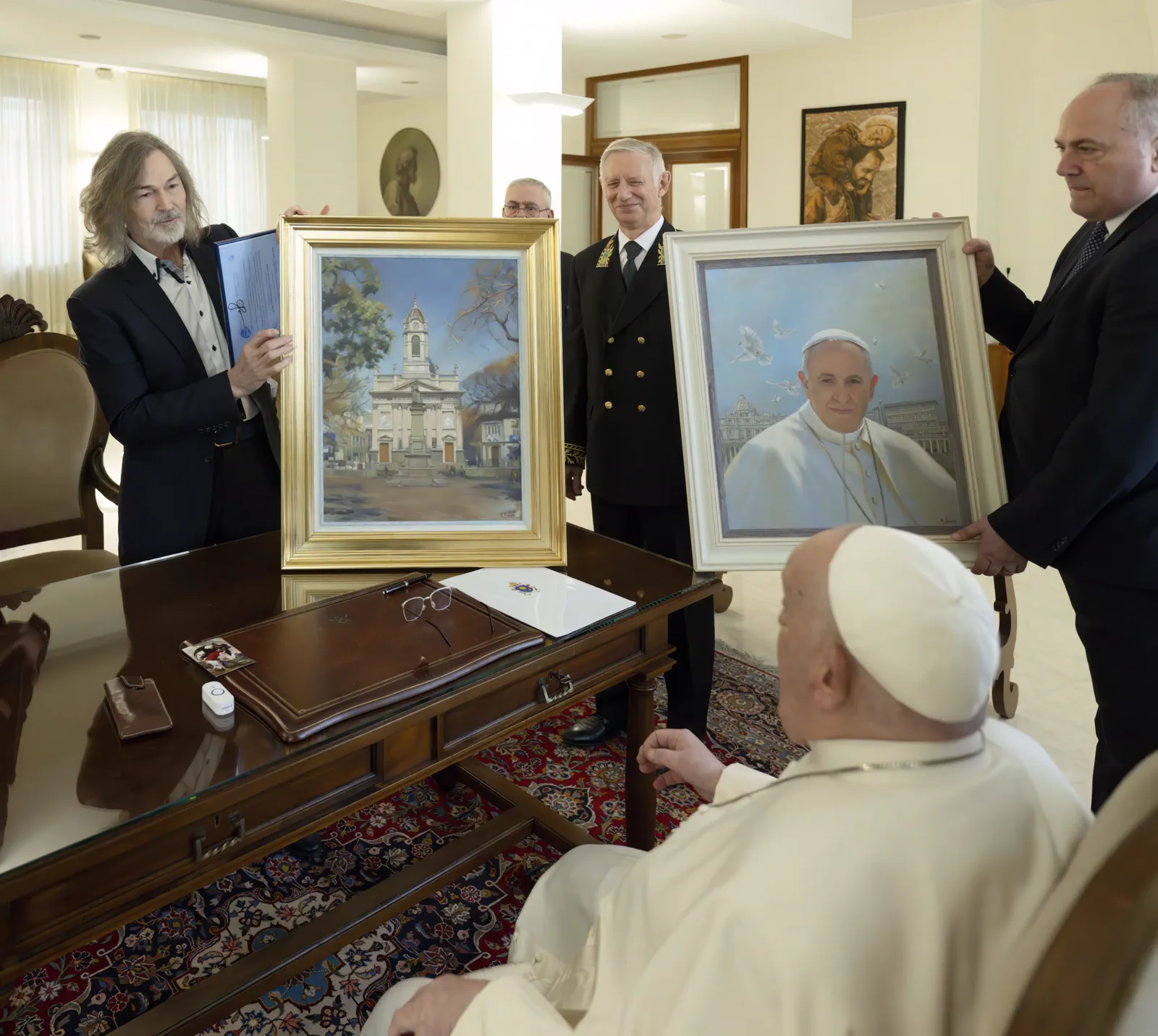 Nikas Safronov during the audience at the Vatican